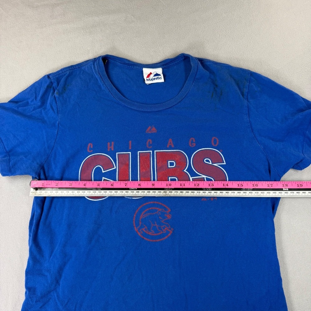 Chicago Cubs Majestic T Shirt Mens Large Blue MLB Baseball Graphic Tee - Picture 4 of 12